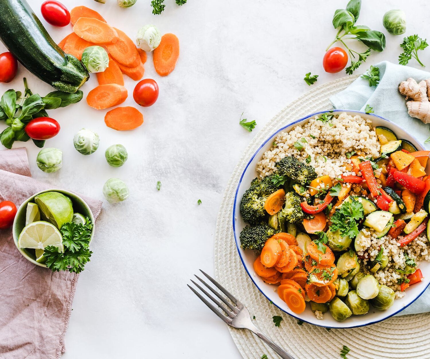 flat lay photography of vegetable salad on plate